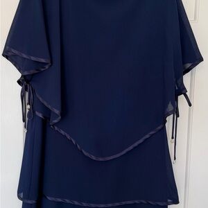 Flattering Navy Blue Layered formal Dress